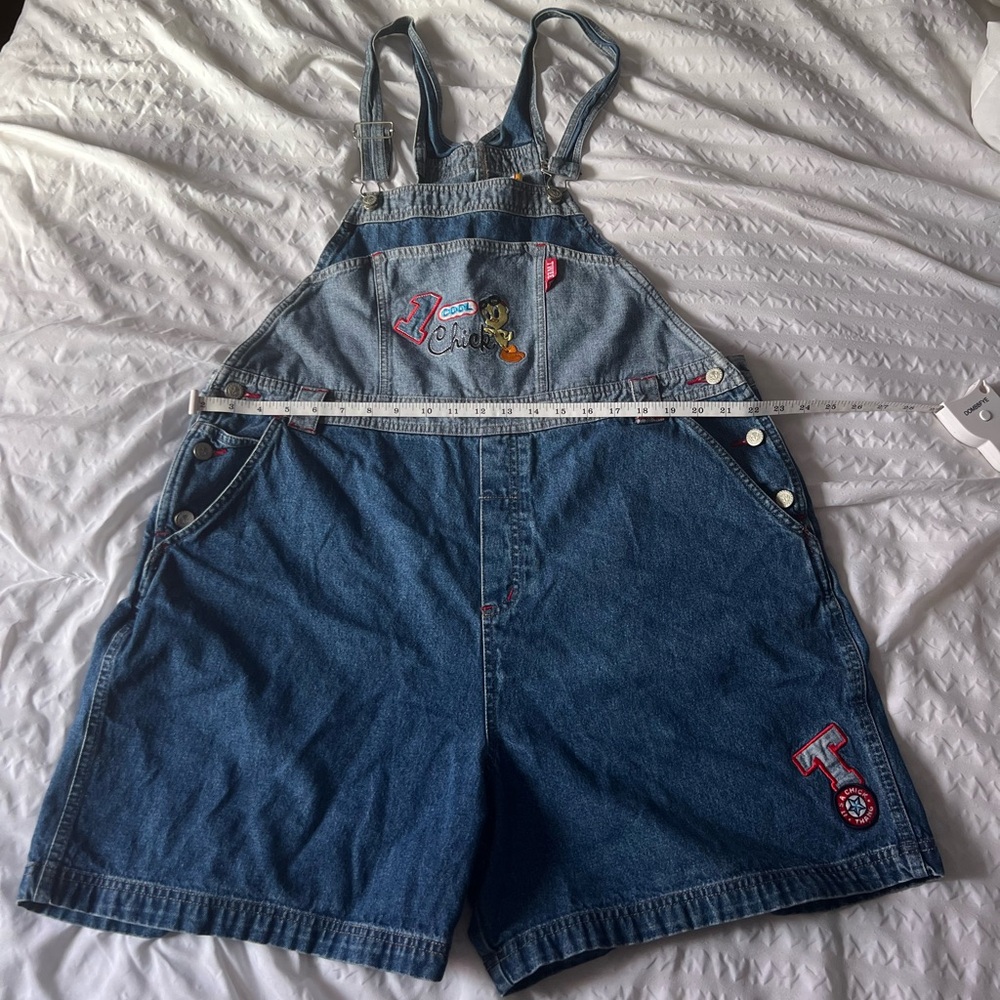 Vintage Tweety Bird Overalls Women's Size  18-20 Blue Denim Shorts Cool Chick